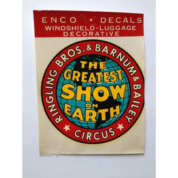 Ringling Bros Barnum Bailey Decal Windshield Luggage Original 1950's NOS Circus - Picture 2 of 7